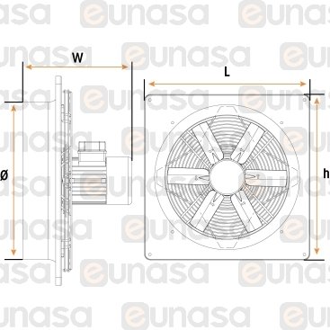 Wall Axial Fan 550W 230V 460x300x460mm