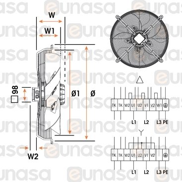 Outer Rotor Fan HRT/4-630/25 Bpn 1110/820W