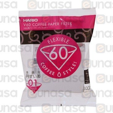 Filtro Papel 1-2 Tazas Blanco V60 (100u)
