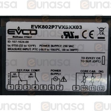 Digital Thermostat 2 Relays 230V EVK802 Mix