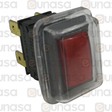 Bipolar Switch 230V W/COVER Red 13x18mm