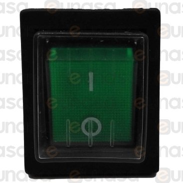 Green Switch With Cover 30x22mm 16A 230V