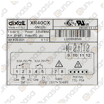2 Relays Digital Thermostat 230V XR40CX-5N0C0