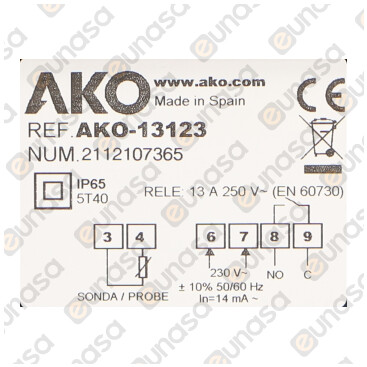 1 Relay Digital Thermostat 230V Ac 13123