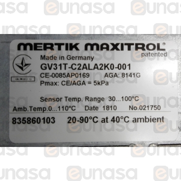 Bain Marie GV31T Mertik Valve 3/8" 110°C