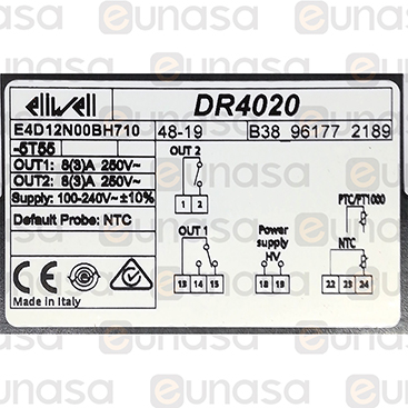 Termostato Digitale 2 Relè 100 / 230V DR4020