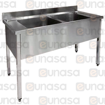 St Steel Double Sink With Frame 1400x700mm