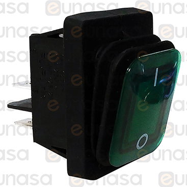 Green Switch 30x22mm 230V With Protector 16A
