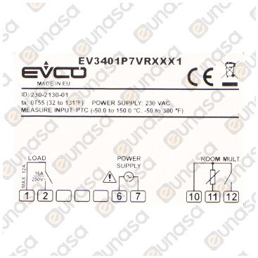 1 Relay Digital Thermostat 230V Ac EVK-401