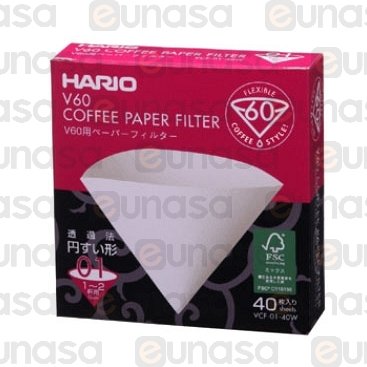 Filtro Papel 1-2 Tazas Blanco V60 (40u)
