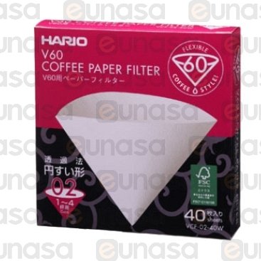 V60 1-4 Cups White Drip Paper Filter (40u)